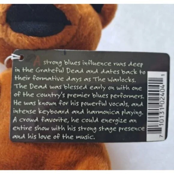 Bluesman Bear Grateful Dead Bean Beanie Limited Plush Doll Collectible No Vest - Picture 4 of 5